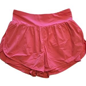 Cadmus Womens Running Shorts Bright Pink Athletic Gym Workout Layered M